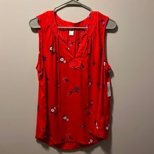 Red flower sleeveless top
